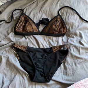 2 piece black& gold bikini- size M top& size S bottom